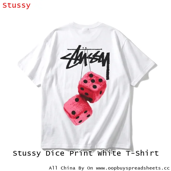 Stussy Dice Print White T-Shirt