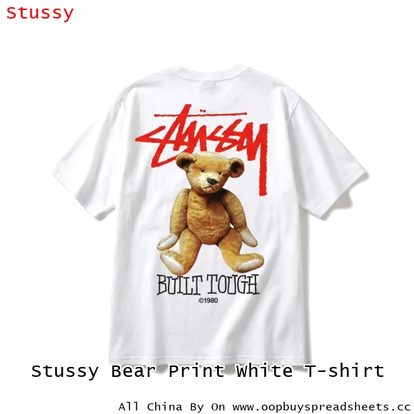 Stussy Bear Print White T-shirt
