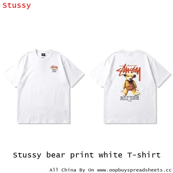 Stussy bear print white T-shirt