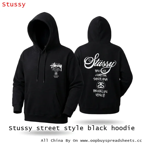 Stussy street style black hoodie