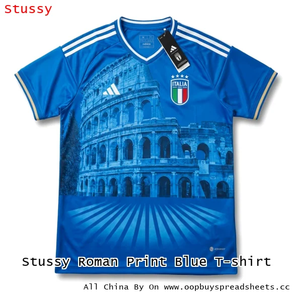 Stussy Roman Print Blue T-shirt