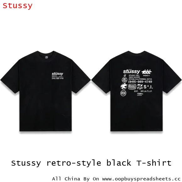 Stussy retro-style black T-shirt