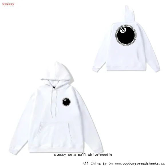 Stussy No.8 Ball White Hoodie