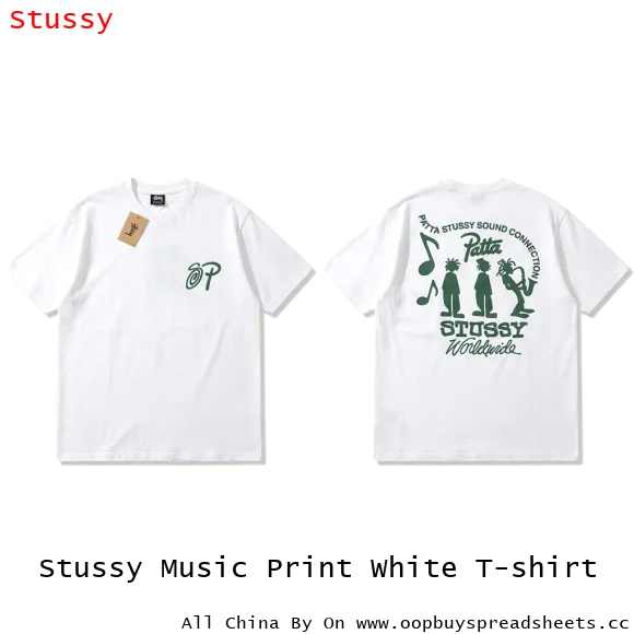 Stussy Music Print White T-shirt