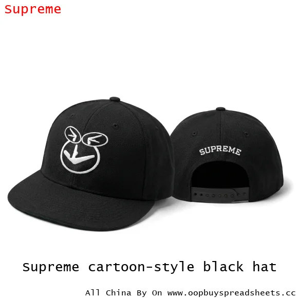 Supreme cartoon-style black hat
