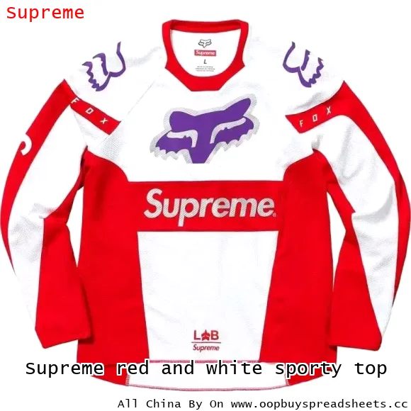 Supreme red and white sporty top