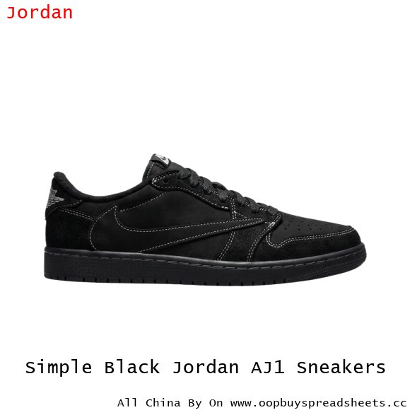Simple Black Jordan AJ1 Sneakers