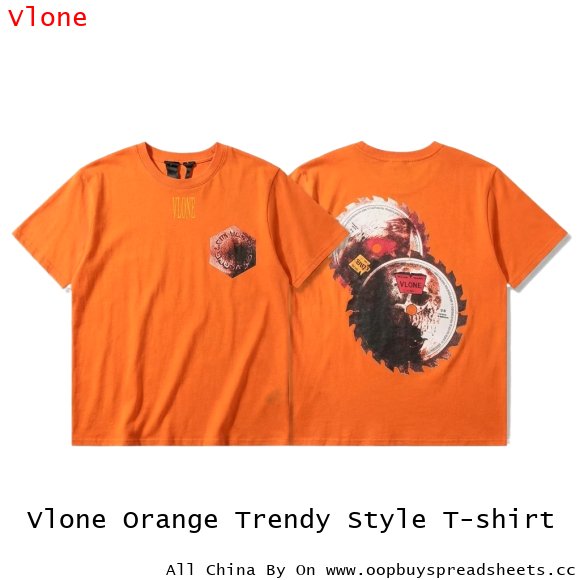 Vlone Orange Trendy Style T-shirt