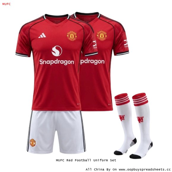 MUFC Red Football Uniform Set