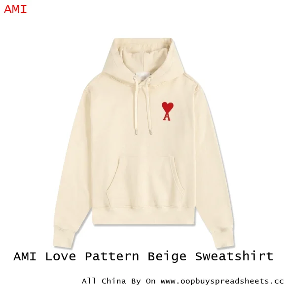 AMI Love Pattern Beige Sweatshirt
