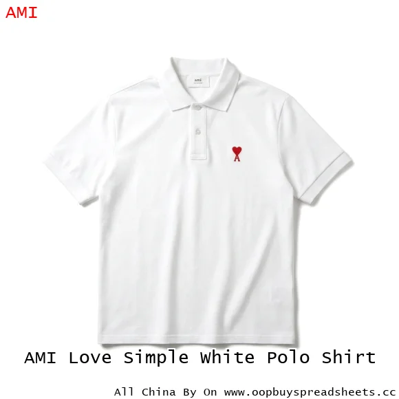 AMI Love Simple White Polo Shirt