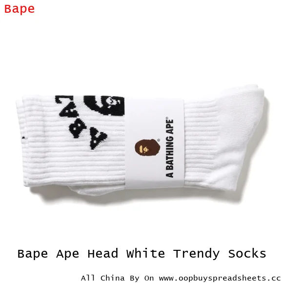 Bape Ape Head White Trendy Socks