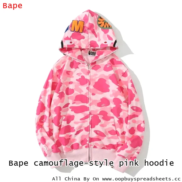 Bape camouflage-style pink hoodie