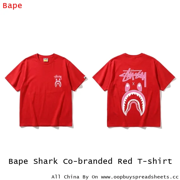 Bape Shark Co-branded Red T-shirt