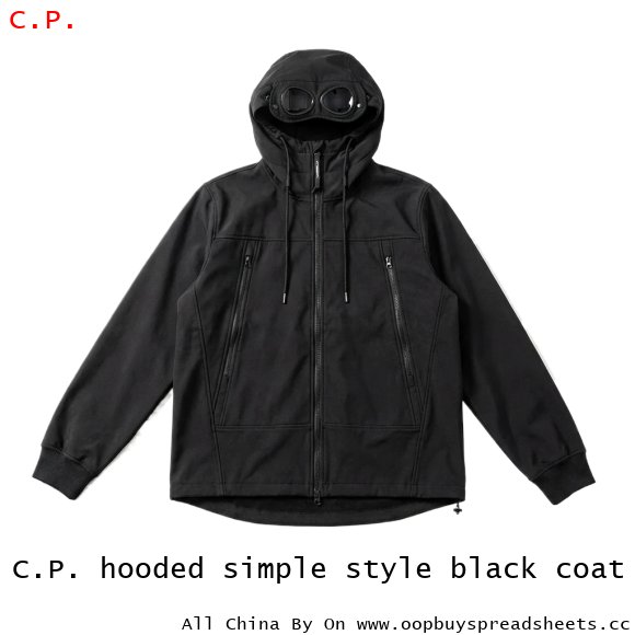 C.P. hooded simple style black coat