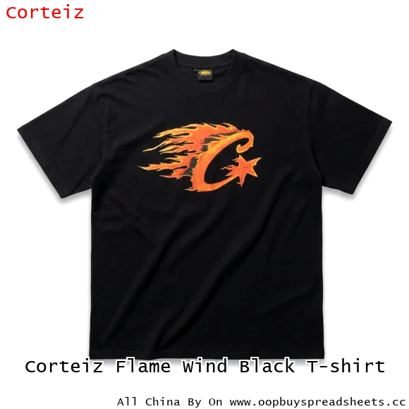 Corteiz Flame Wind Black T-shirt