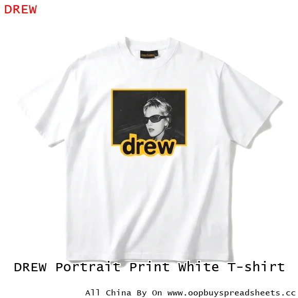 DREW Portrait Print White T-shirt