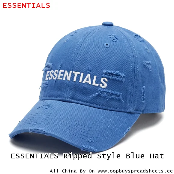 ESSENTIALS Ripped Style Blue Hat