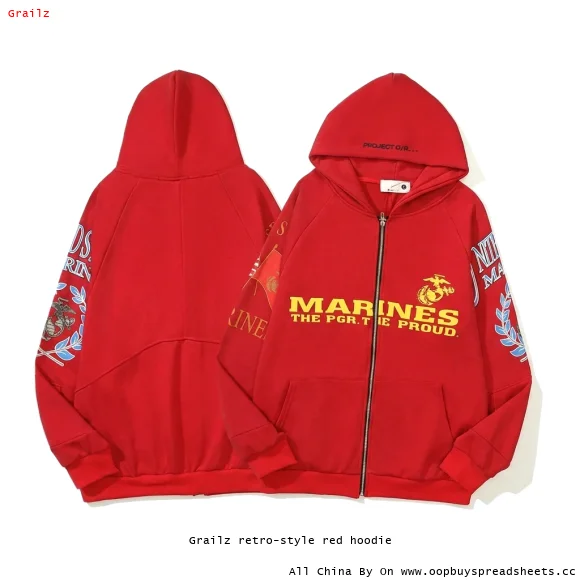 Grailz retro-style red hoodie