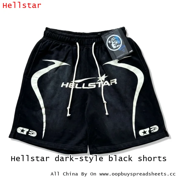 Hellstar dark-style black shorts