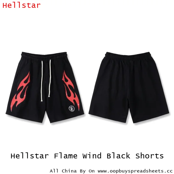 Hellstar Flame Wind Black Shorts