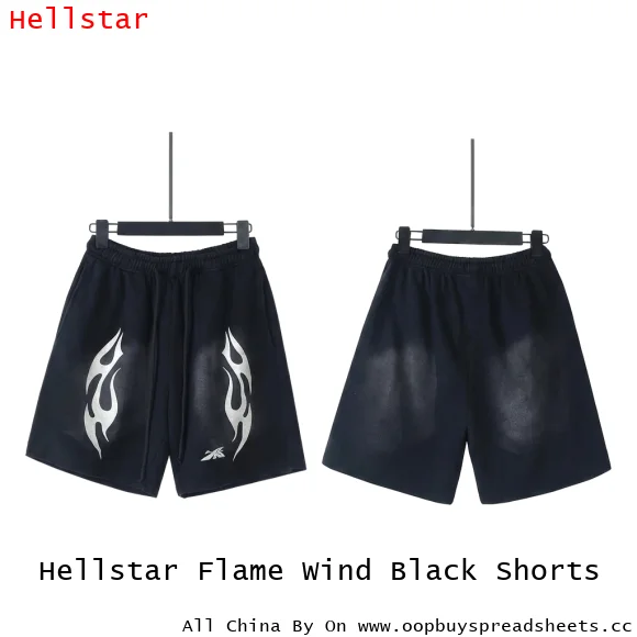 Hellstar Flame Wind Black Shorts