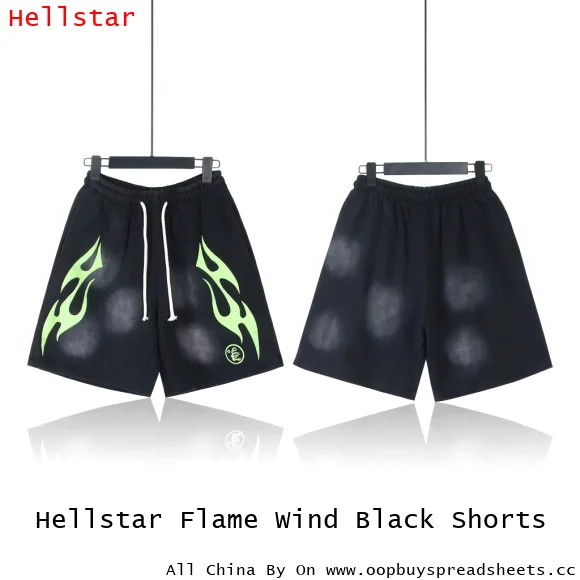 Hellstar Flame Wind Black Shorts