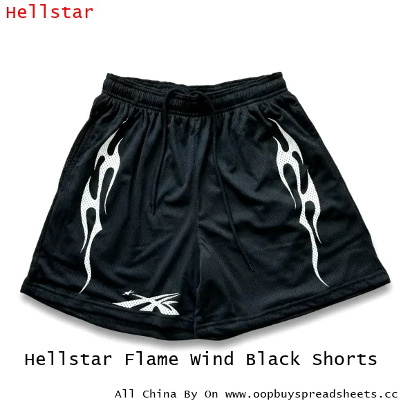 Hellstar Flame Wind Black Shorts