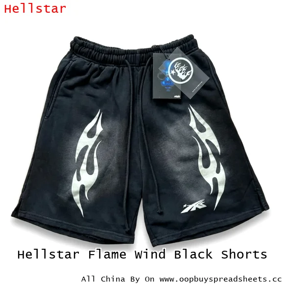 Hellstar Flame Wind Black Shorts