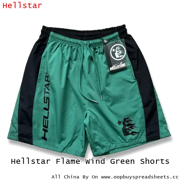 Hellstar Flame Wind Green Shorts