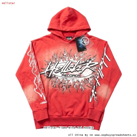 Hellstar Flame Wind Red Hoodie