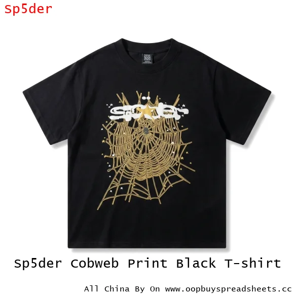 Sp5der Cobweb Print Black T-shirt