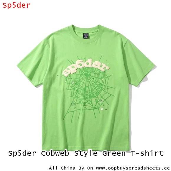 Sp5der Cobweb Style Green T-shirt