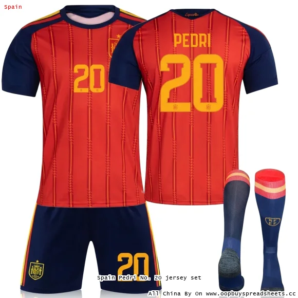 Spain Pedri No. 20 jersey set