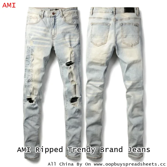 AMI Ripped Trendy Brand Jeans