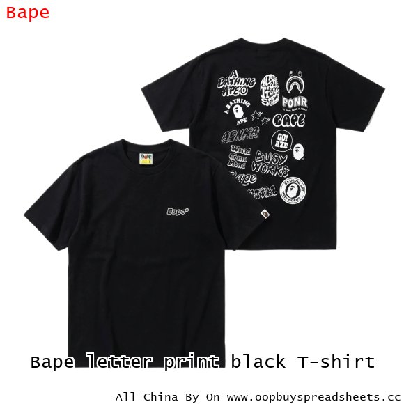 Bape letter print black T-shirt