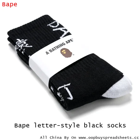 Bape letter-style black socks