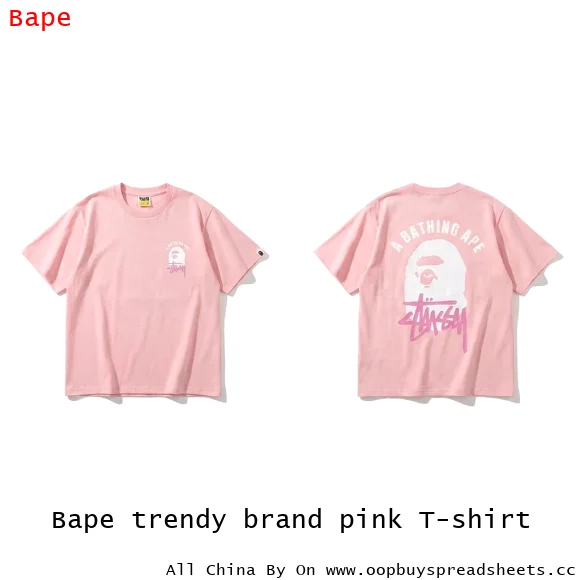 Bape trendy brand pink T-shirt