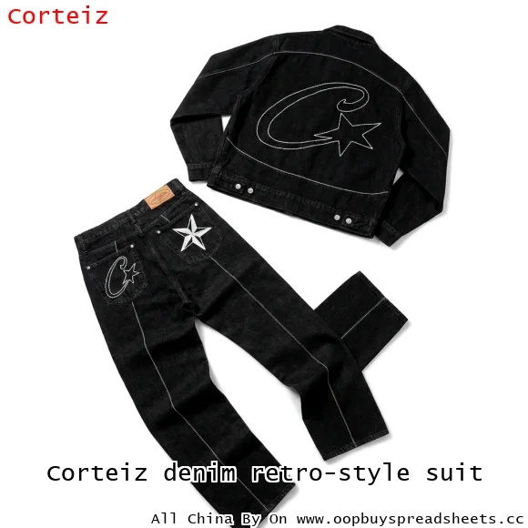 Corteiz denim retro-style suit
