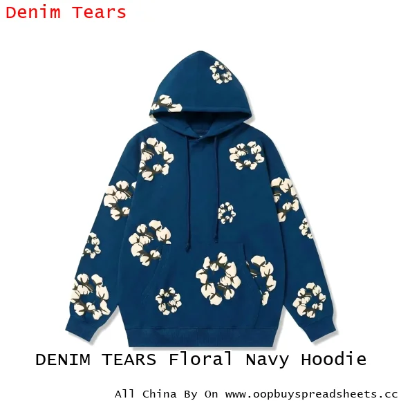 DENIM TEARS Floral Navy Hoodie