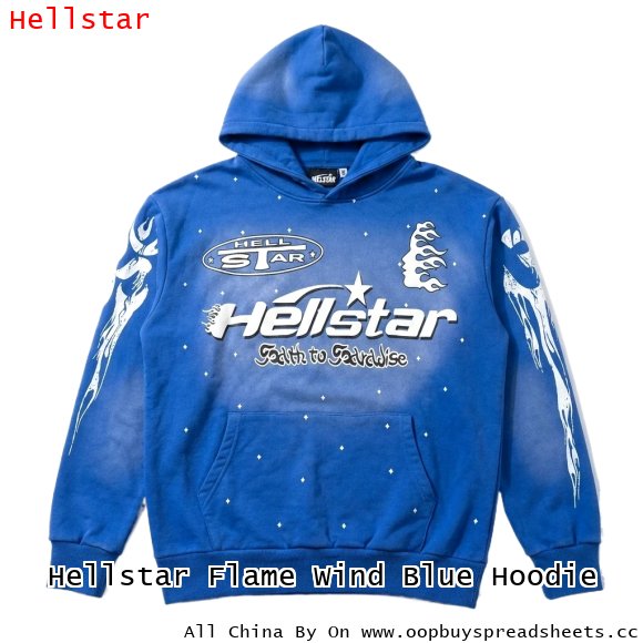 Hellstar Flame Wind Blue Hoodie