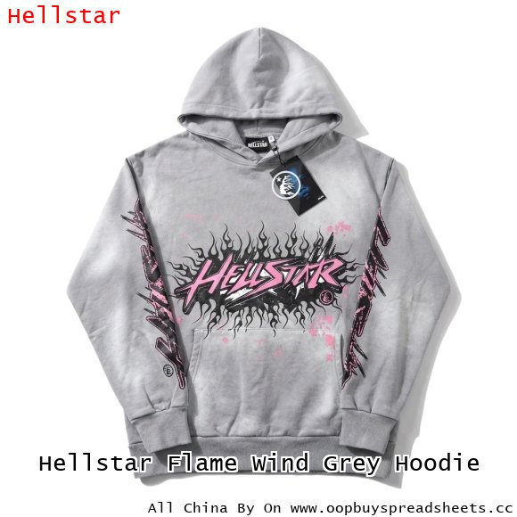 Hellstar Flame Wind Grey Hoodie