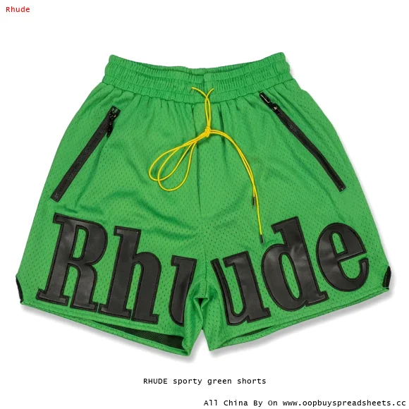 RHUDE sporty green shorts