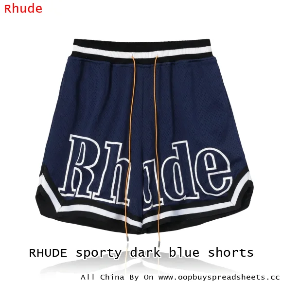 RHUDE sporty dark blue shorts