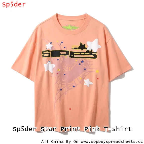 Sp5der Star Print Pink T-shirt