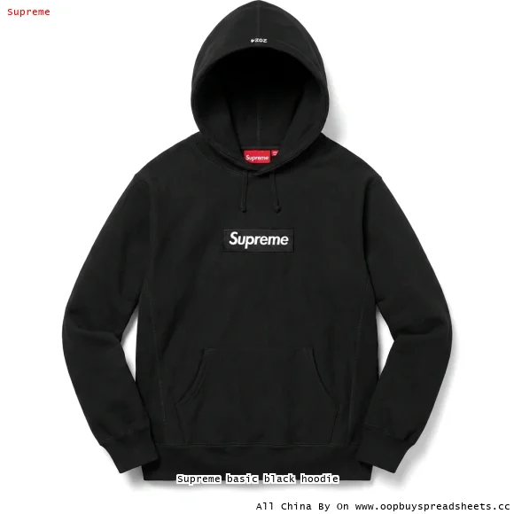 Supreme basic black hoodie