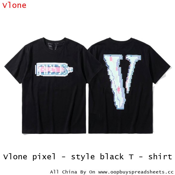 Vlone pixel - style black T - shirt