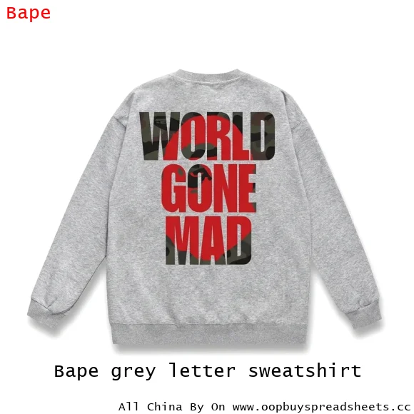 Bape grey letter sweatshirt