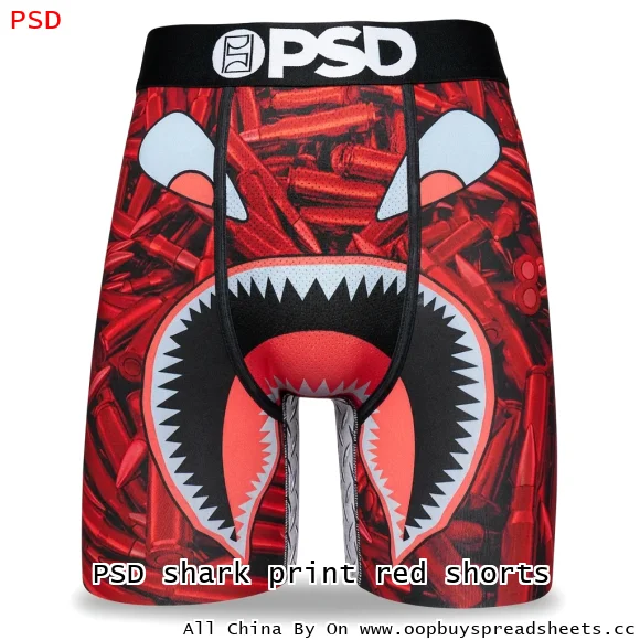 PSD shark print red shorts