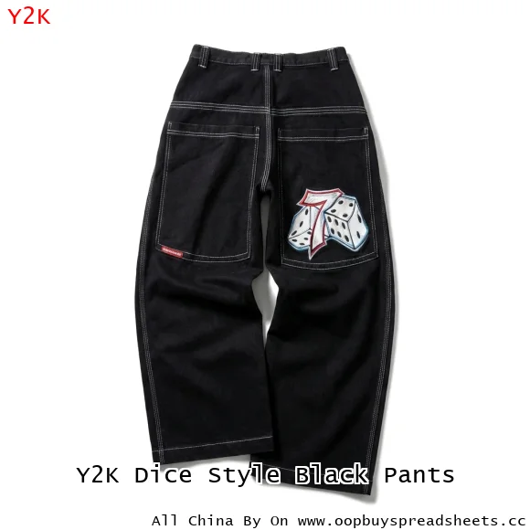 Y2K Dice Style Black Pants